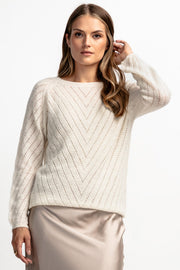 Classic ecru silk and alpaca wool sweater