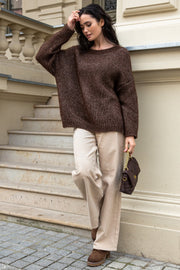 CLASSIC SWEATER MADE OF UNDYED ALPACA WOOL AND MAKO COTTON Espresso