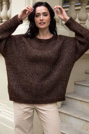 CLASSIC SWEATER MADE OF UNDYED ALPACA WOOL AND MAKO COTTON Espresso