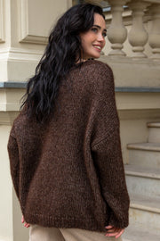 CLASSIC SWEATER MADE OF UNDYED ALPACA WOOL AND MAKO COTTON Espresso