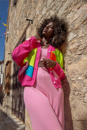 Bawełniany kardigan o kroju oversize amarant różowy