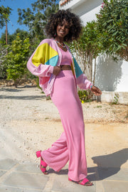 oversized cotton cardigan in amaranth pink