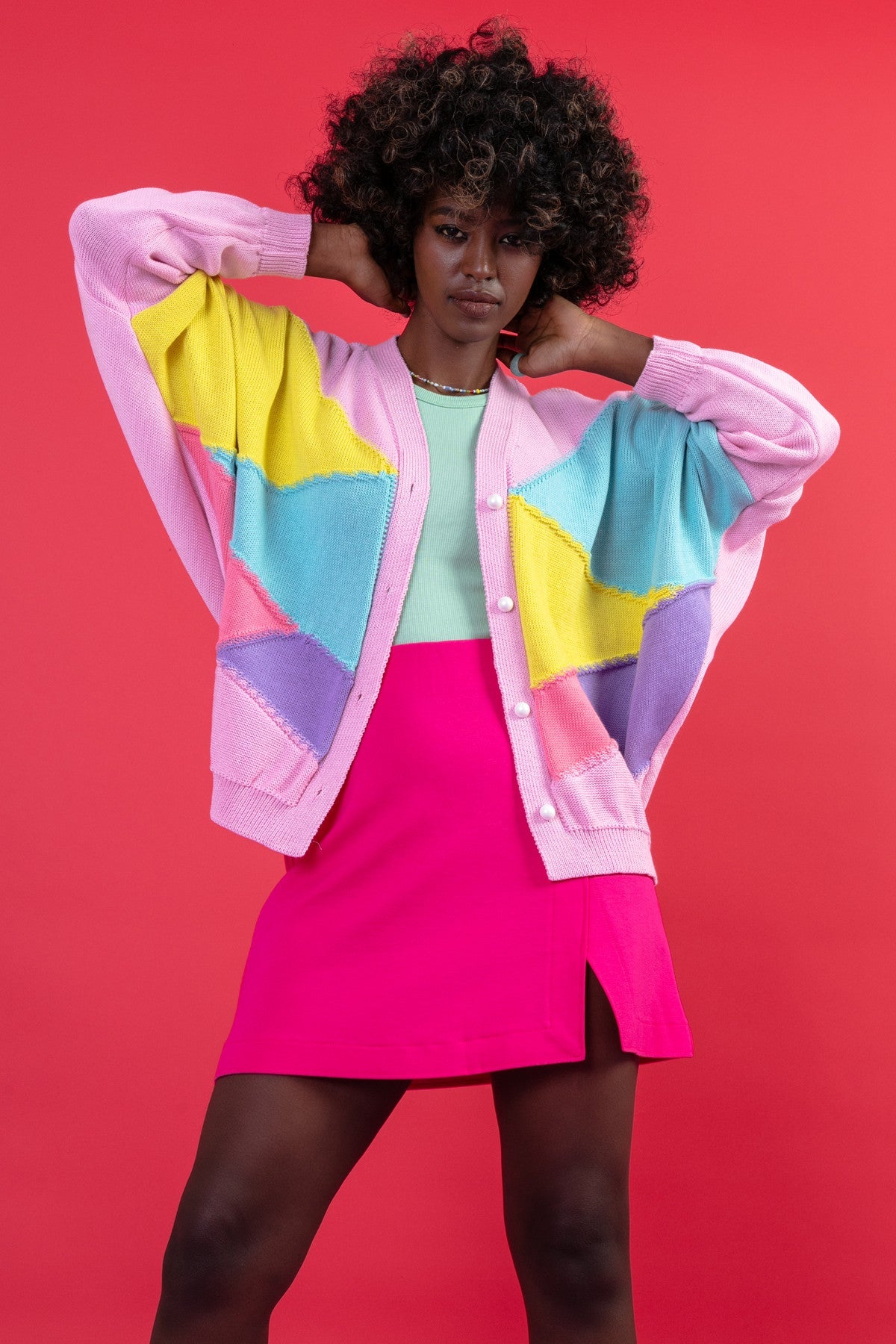 light pink oversized cotton cardigan
