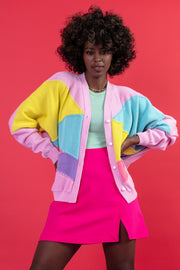 light pink oversized cotton cardigan