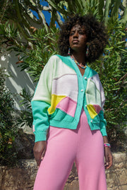 Cotton cardigan with oversize cut mint mint