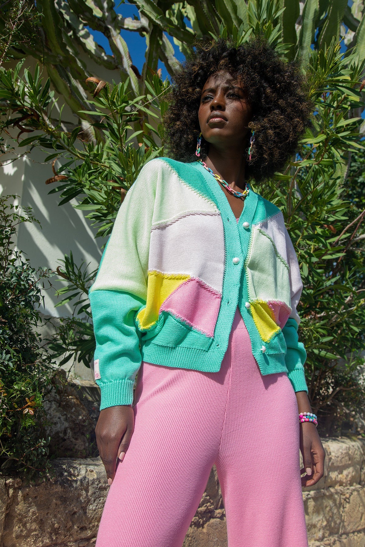 oversized cotton cardigan mint