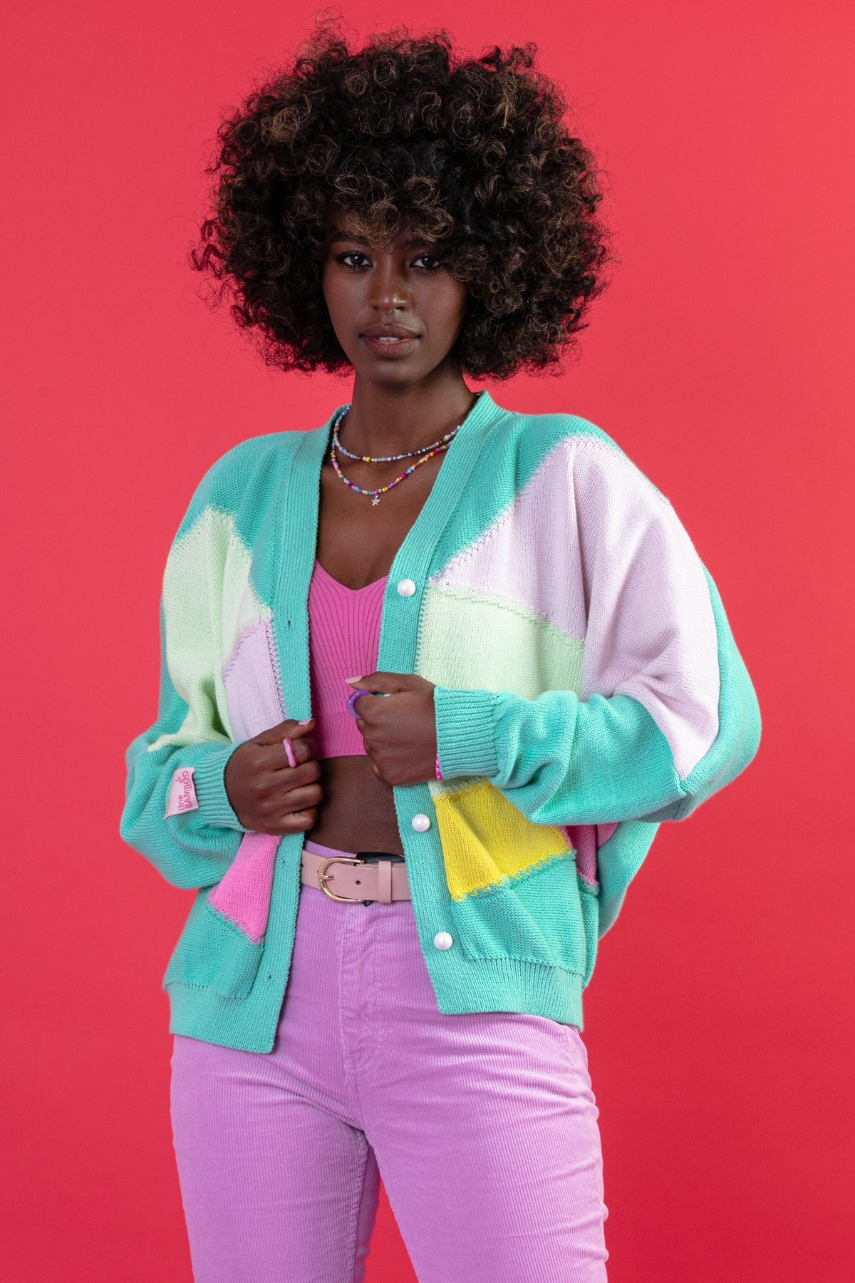 oversized cotton cardigan mint