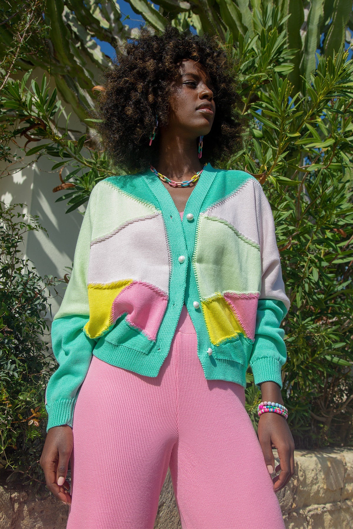 oversized cotton cardigan mint