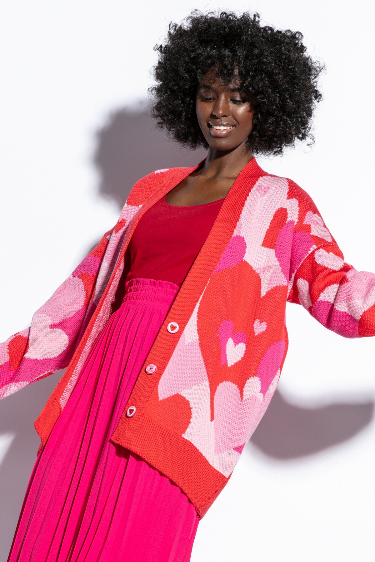 heart mood red cotton cardigan
