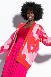 heart mood red cotton cardigan