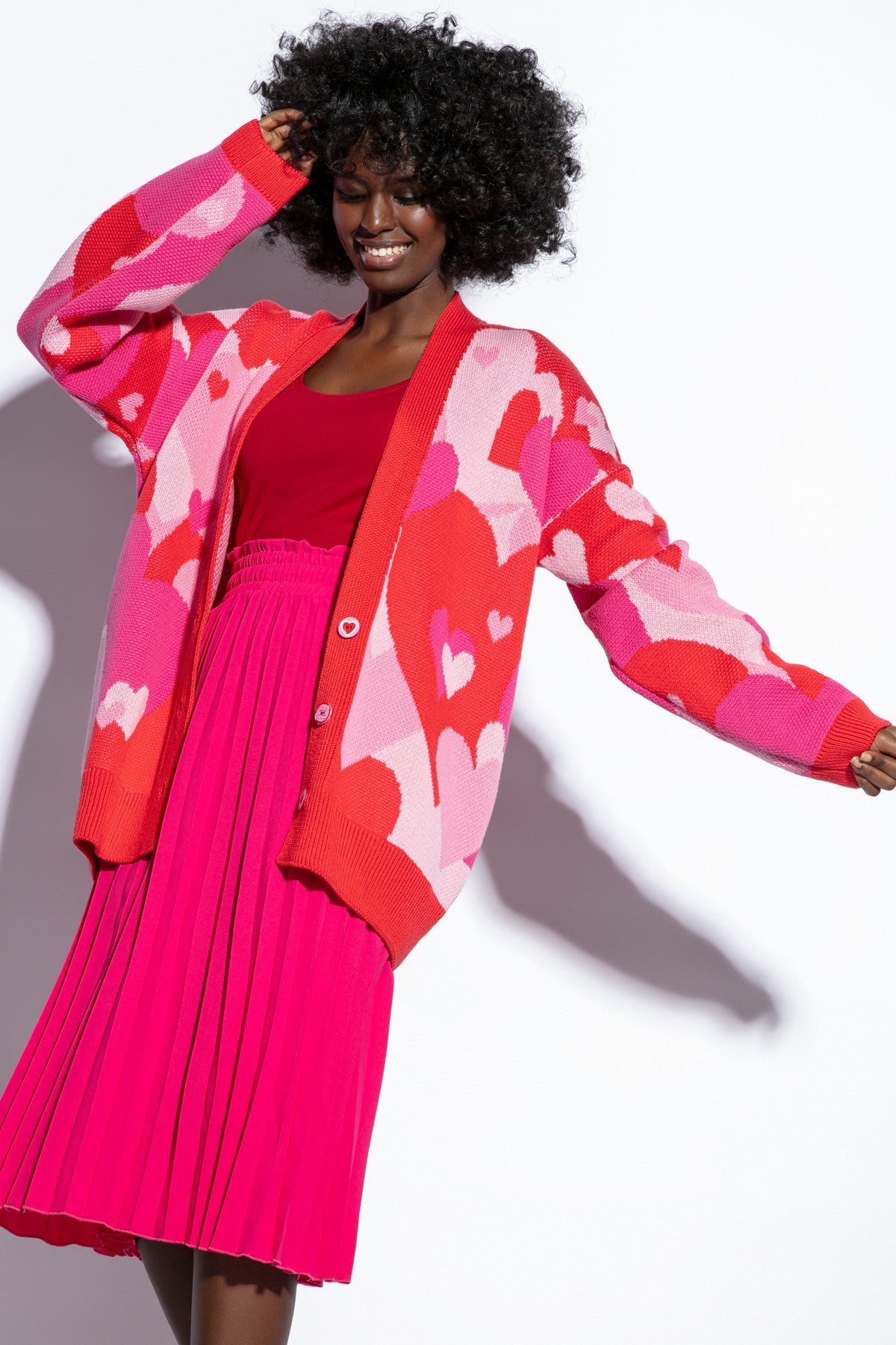 heart mood red cotton cardigan