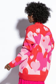 heart mood red cotton cardigan