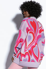 heart bloom purple cotton cardigan