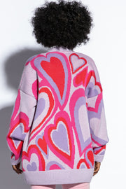 heart bloom purple cotton cardigan