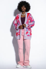 heart bloom purple cotton cardigan