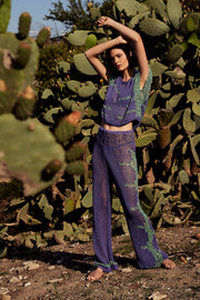 purple blouse and pants set