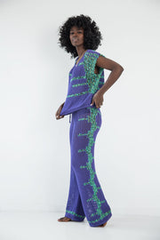 purple blouse and pants set