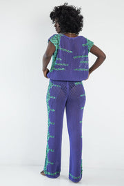 purple blouse and pants set