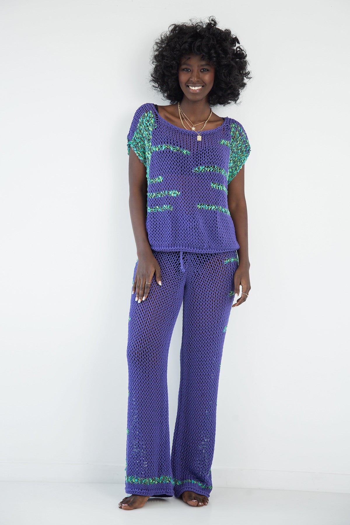 purple blouse and pants set