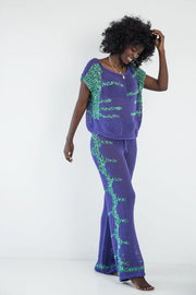 purple blouse and pants set