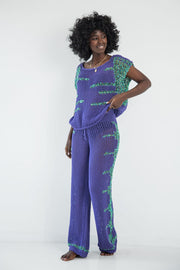 purple blouse and pants set