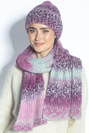 alpaca wool set, hat and scarf, burgundy