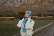 Alpaca wool set, hat and scarf, blue