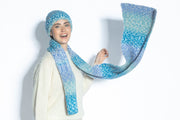 Alpaca wool set, hat and scarf, blue