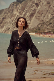 Black openwork cotton set