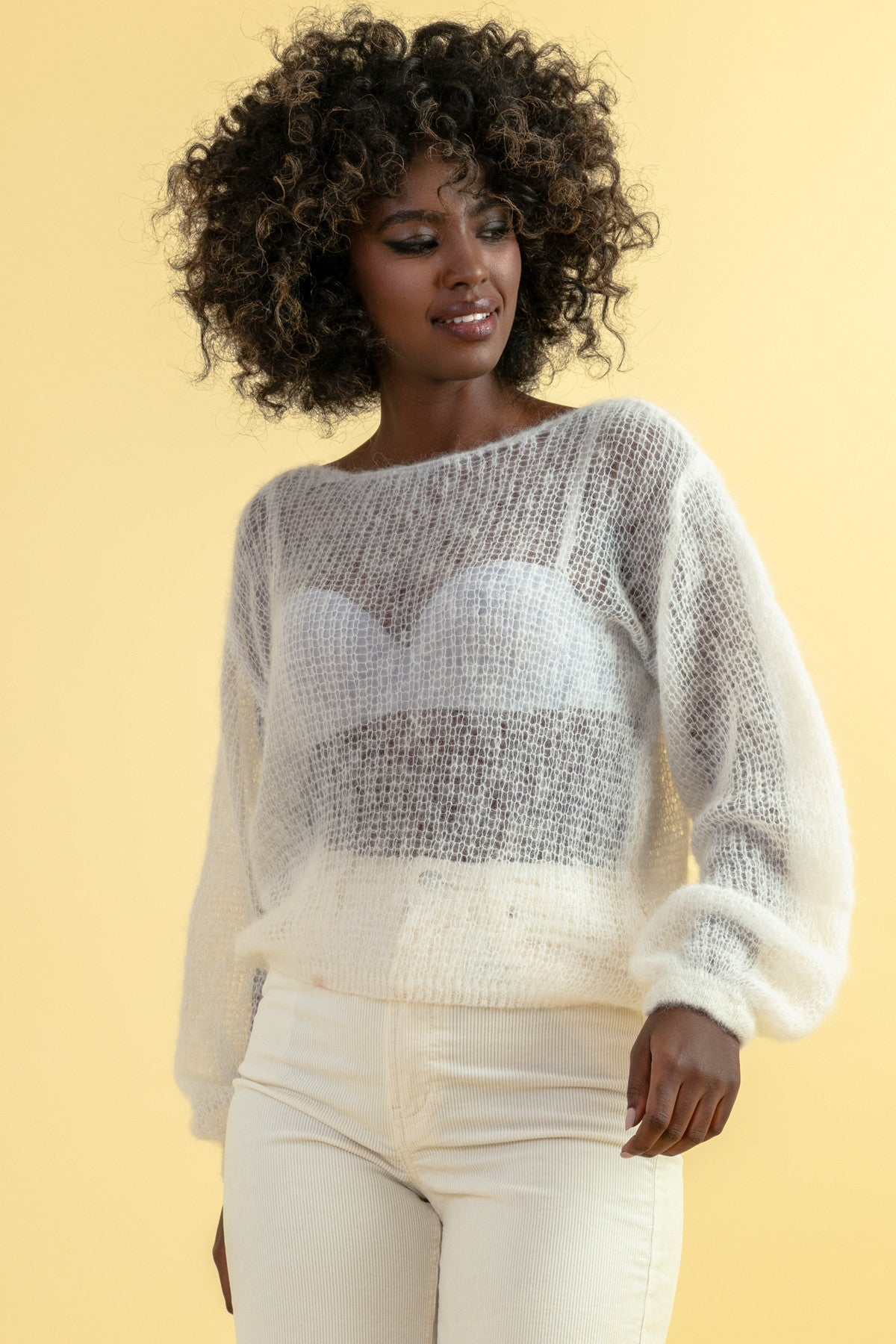 Light ecru alpaca wool sweater