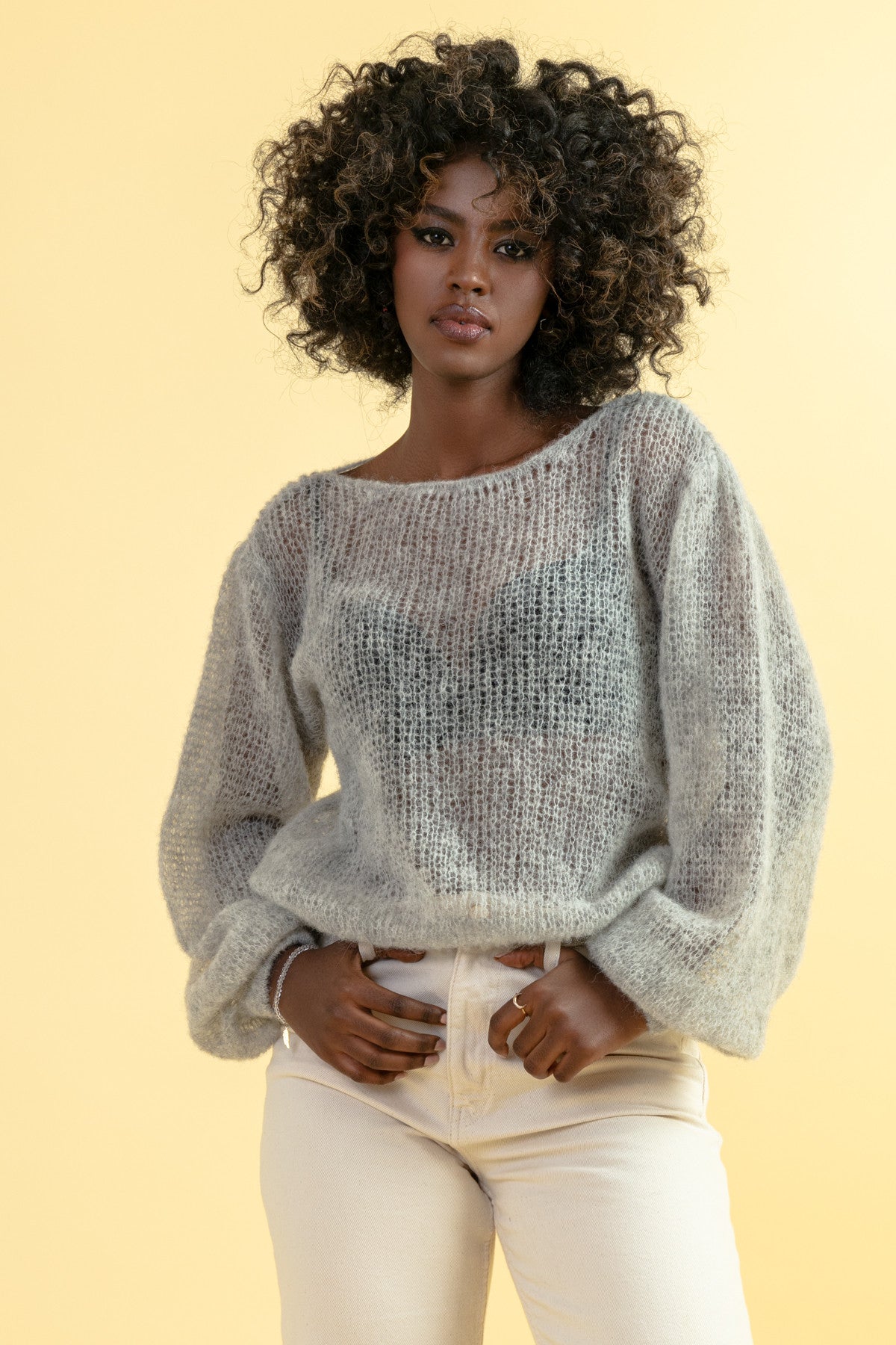 Lightweight gray alpaca wool sweater