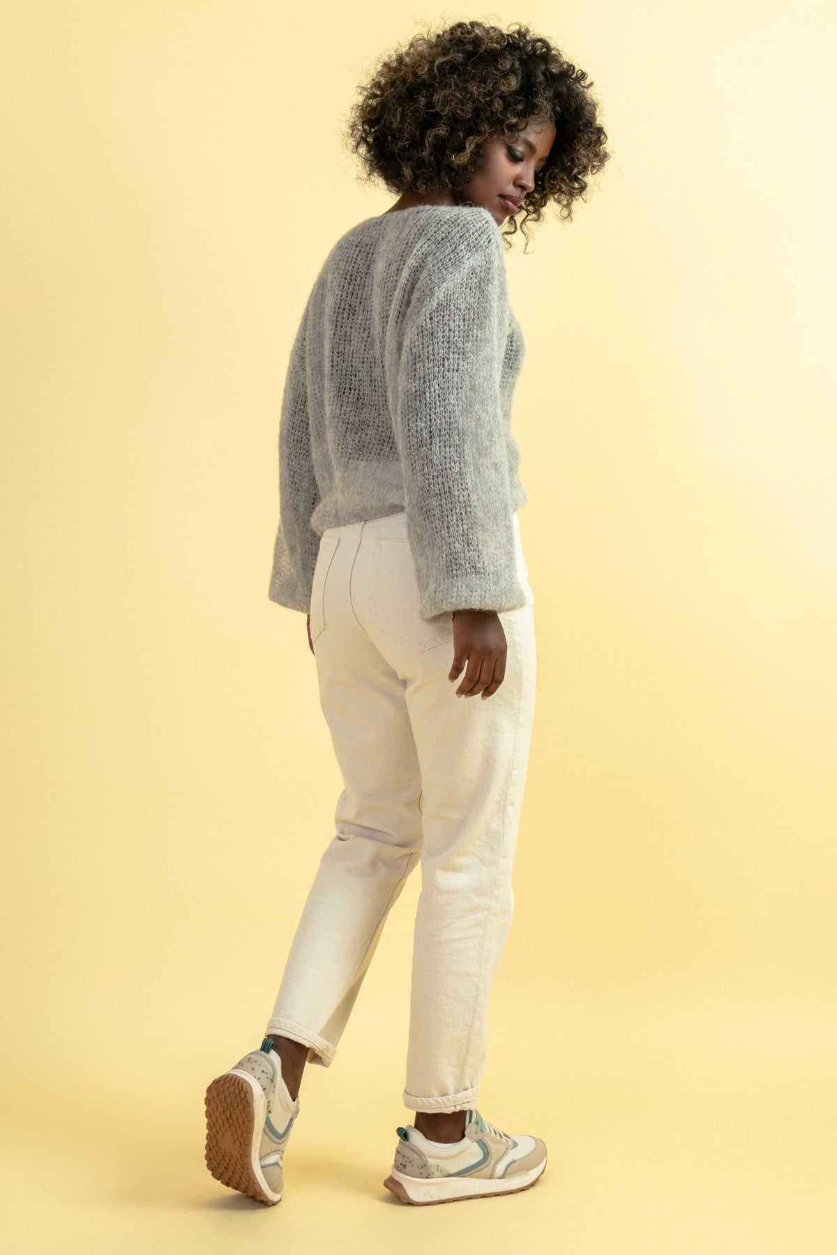 Lightweight gray alpaca wool sweater
