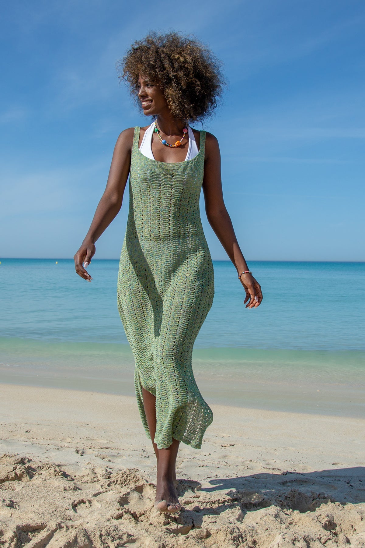 Summer sparkling peridot strappy dress
