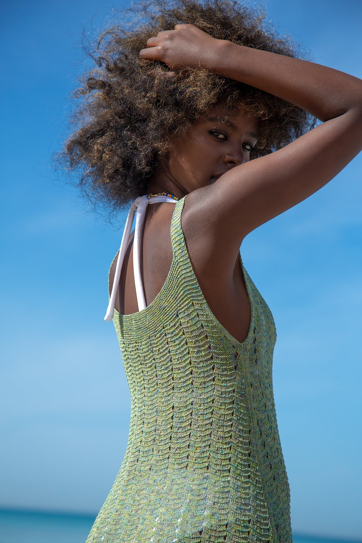 Summer sparkling peridot strappy dress