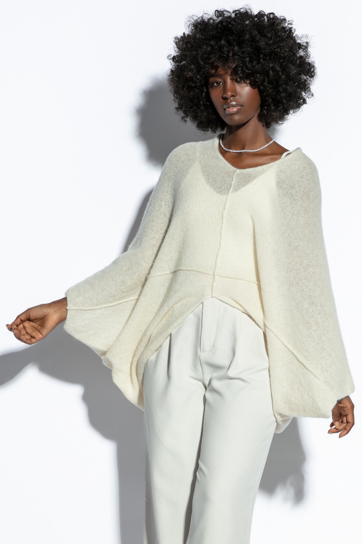 Loose elegant silk sweater ecru cover