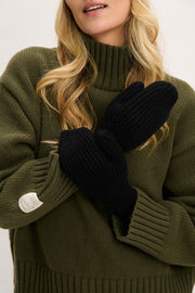 Black merino wool gloves