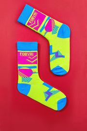 Geometric pattern socks 80' lime