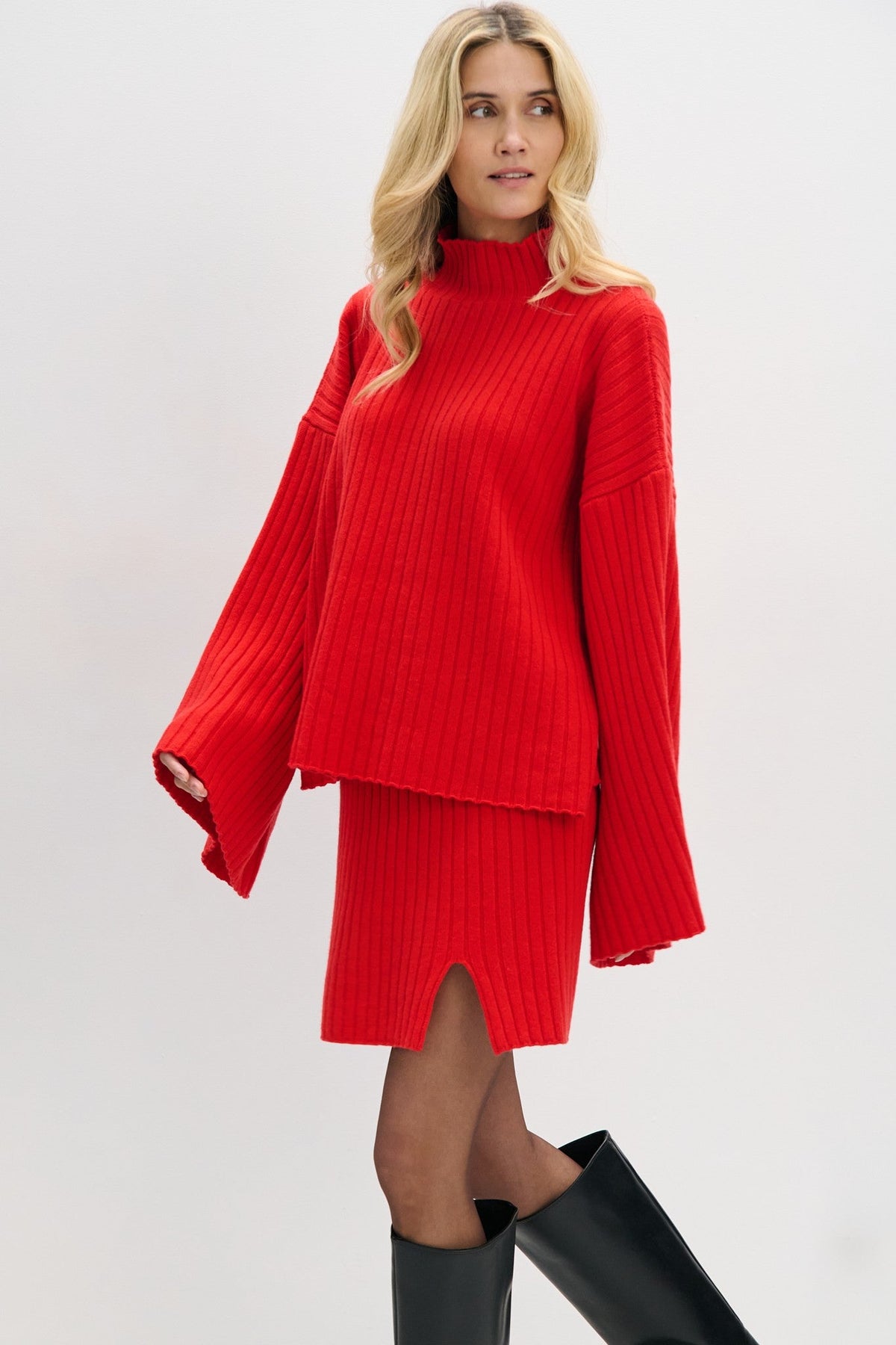 Spódnica z kaszmiru Cashmere Pure Love czerwony