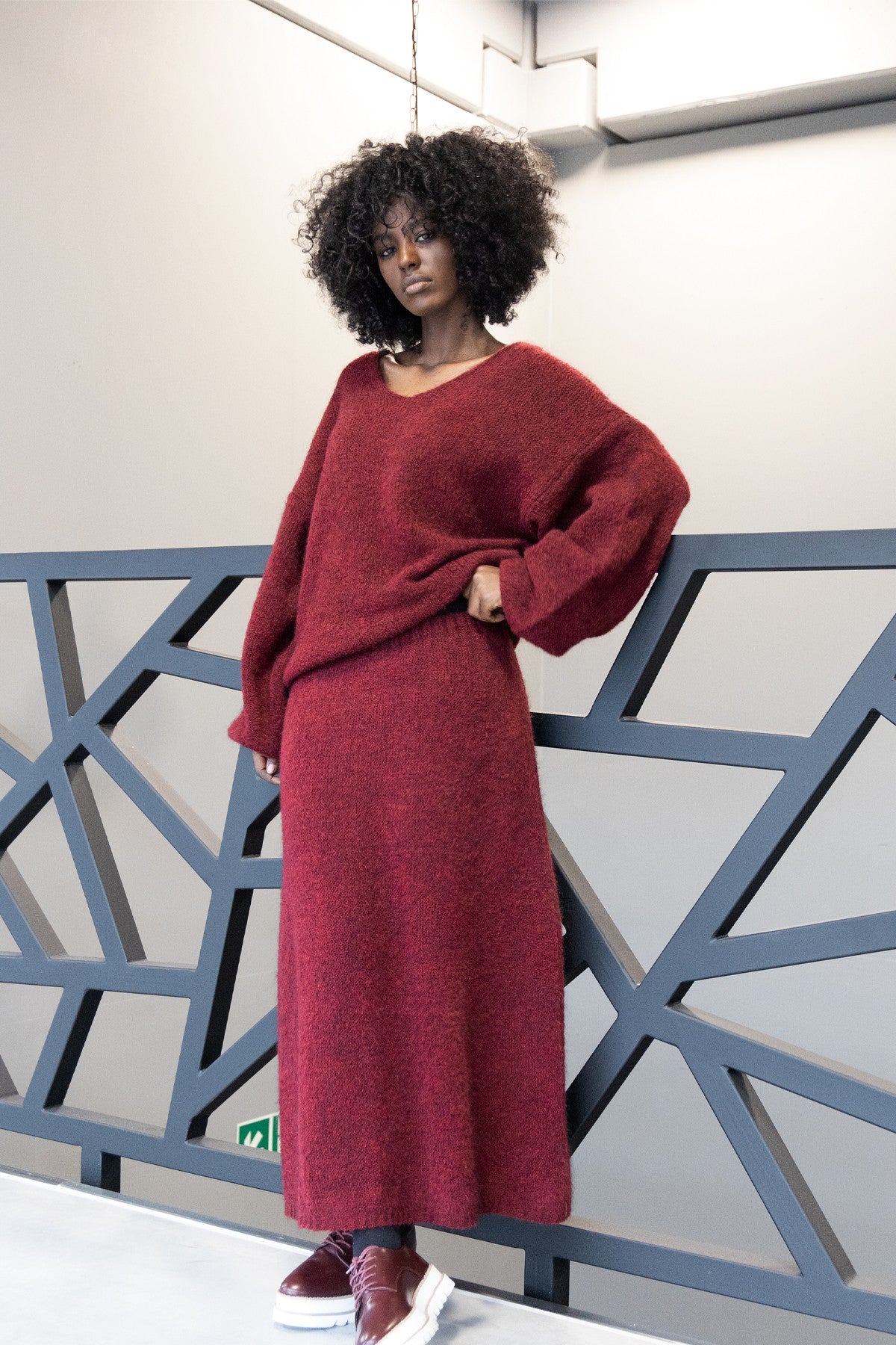 Burgundy wool skirt