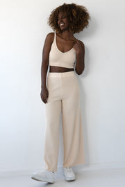 Beige ribbed trousers