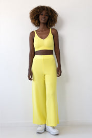 Spodnie prążkowane żółte