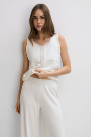 Beige organic cotton and cashmere top