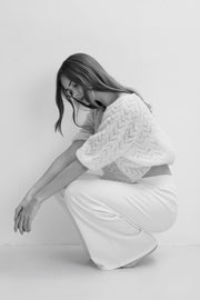 Cashmere Ease ecru organic cotton and cashmere trousers