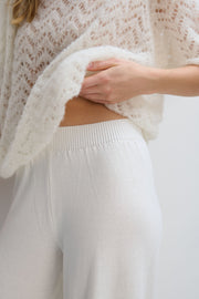 Spodnie z bawełny organicznej i kaszmiru Cashmere Ease ecru