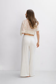 Cashmere Ease ecru organic cotton and cashmere trousers
