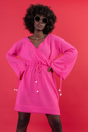 Boho wrap dress in amaranth pink