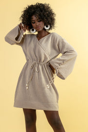Beige boho wrap dress