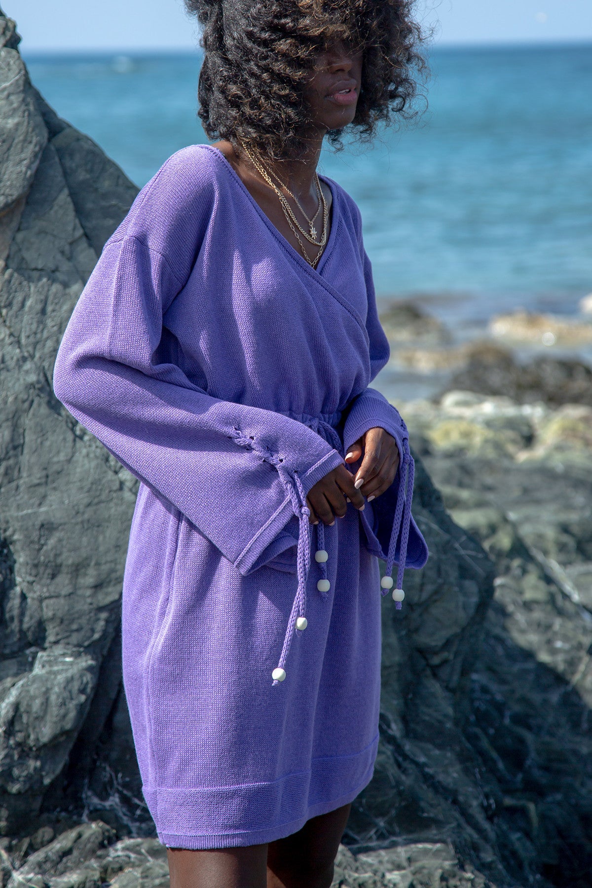 Purple boho wrap dress
