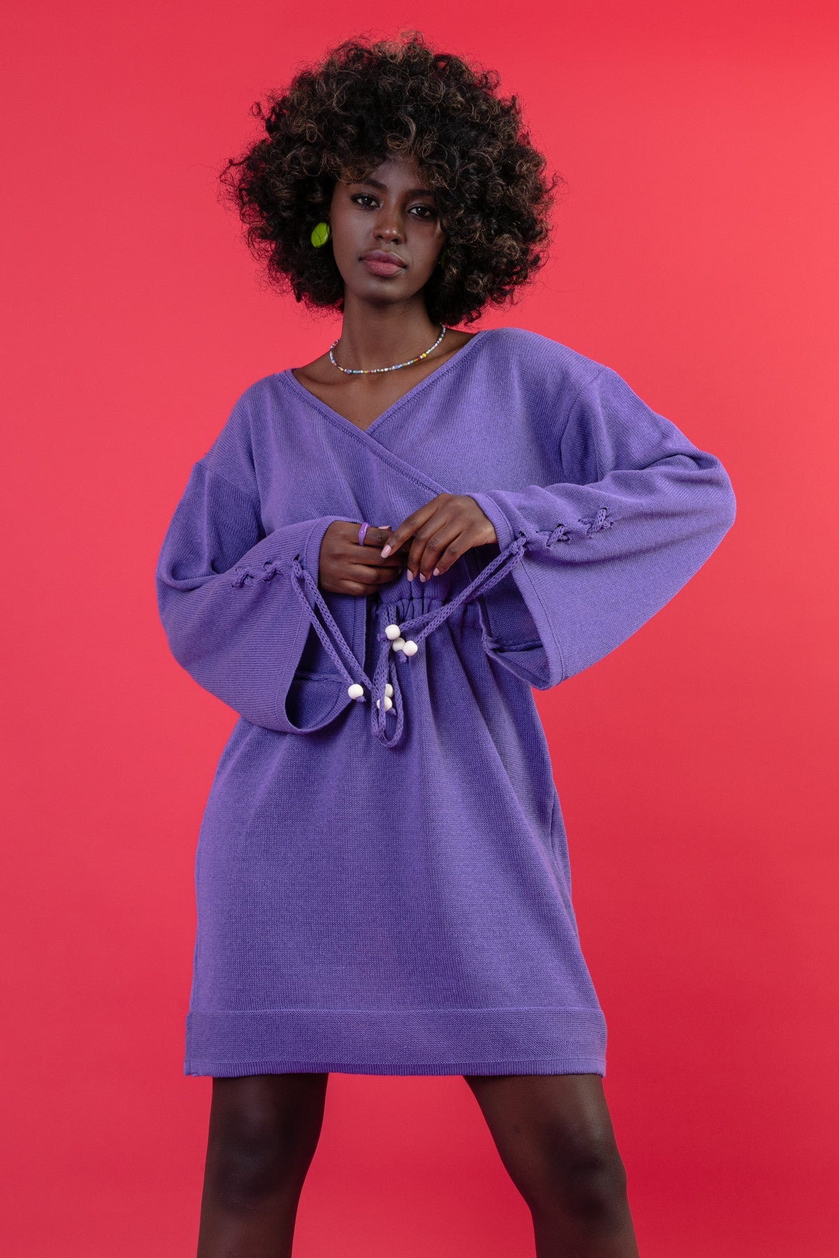 Purple boho wrap dress