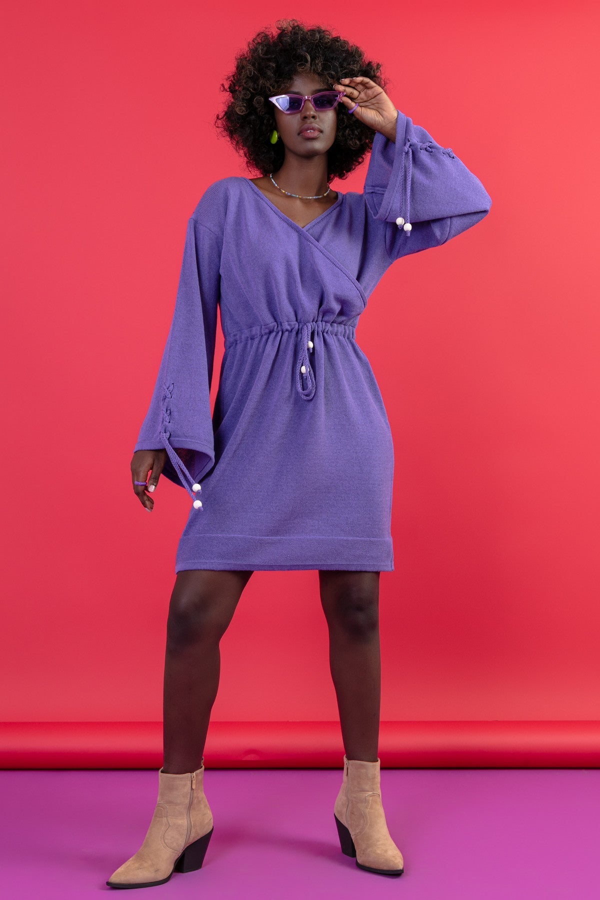 Purple boho wrap dress